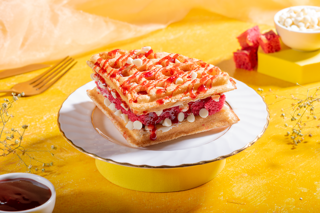 Red Velvet Brownie Waffle Sandwich