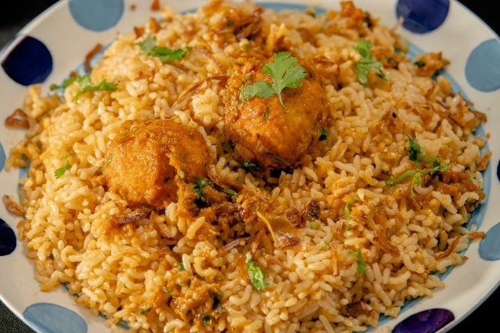 High Fibre Egg Biryani with Brown Rice