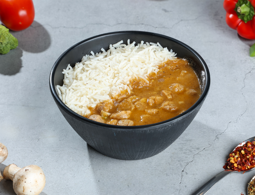 Soya Chunks Rice Bowl.