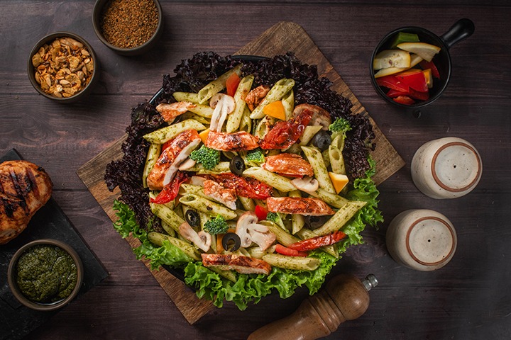 Gilled Chicken Pesto Pasta Salad